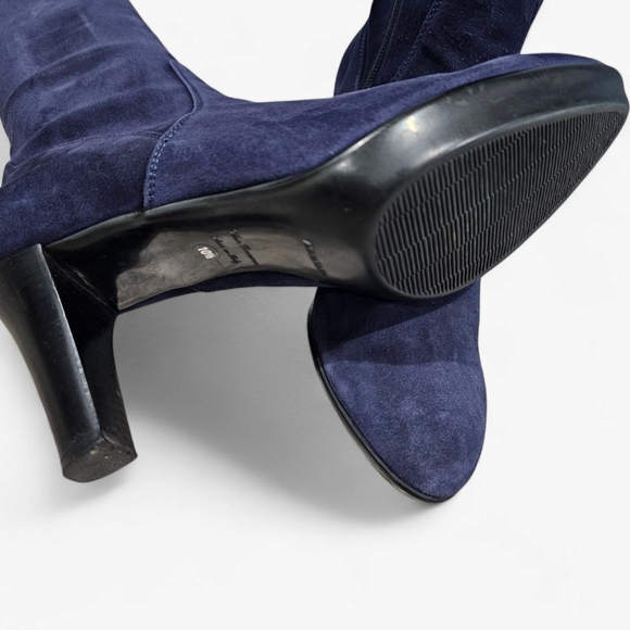 AQUATALIA Navy Blue Stretch Suede Tall Heeled Boots 10.5M - Picture 12 of 13